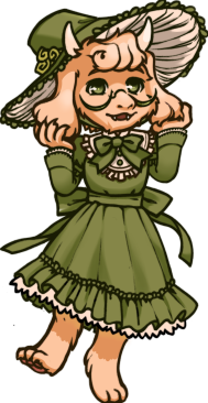 ralsei con un vestido verde olvida de lolita clásica y un sombrero bonnet